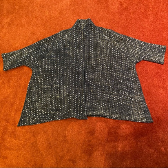 Neeru Kumar Handwoven Swing Coat - Indigo - Picture 4 of 6